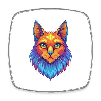 Chat Angora Turc Race Dessin Animé Kawaii Animal De Compagnie - Magnet carré - blanc - Devant