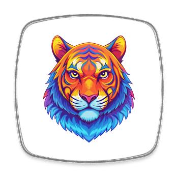 Tiger Katze Rasse Cartoon Kawaii Tier Haustier - Viereckiger Kühlschrankmagnet - Weiß - Vorne