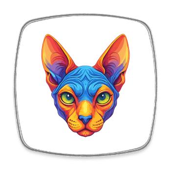 Sphynx Katze Rasse Cartoon Kawaii Tier Haustier - Viereckiger Kühlschrankmagnet - Weiß - Vorne