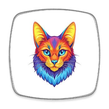 Chat somalien, dessin animé, animal de compagnie kawaii - Magnet carré - blanc - Devant