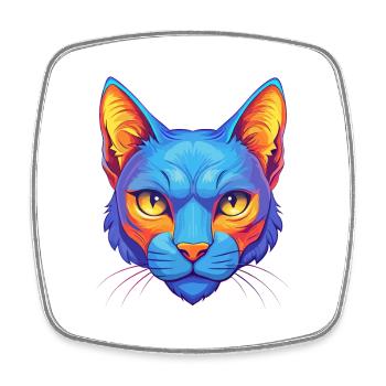 Russisch Blau Katze Rasse Cartoon Kawaii Tier Haustier - Viereckiger Kühlschrankmagnet - Weiß - Vorne