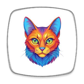 Chat Somali Shorthair Race Dessin animé Kawaii Animal P - Magnet carré - blanc - Devant