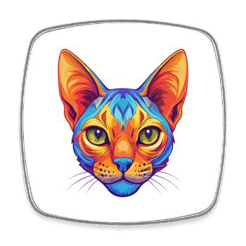Ocicat Chat Race Dessin Animé Kawaii Animal Pet - Magnet carré - blanc - Devant