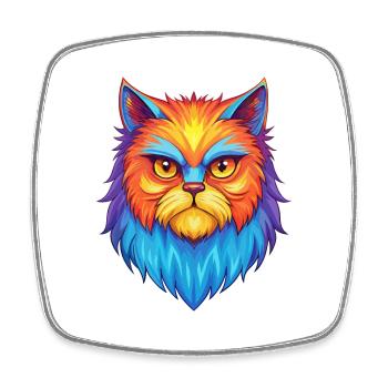Persische Katze Rasse Karikatur Kawaii Tier Haustier - Viereckiger Kühlschrankmagnet - Weiß - Vorne