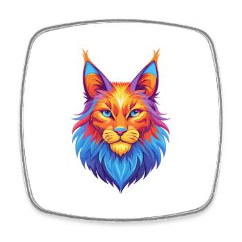 Maine Coon Cat Breed Cartoon Kawaii Animal Pet - Square fridge magnet - white - Front