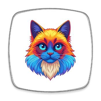 Ragdoll Chat Race Dessin animé Kawaii Animal Pet - Magnet carré - blanc - Devant