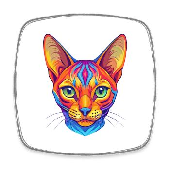 Ocicat Chat Race Dessin Animé Kawaii Animal Pet - Magnet carré - blanc - Devant