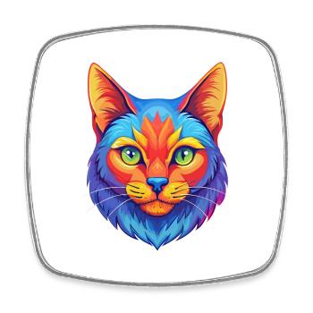 Manx Chat Race Dessin animé Kawaii Animal Pet - Magnet carré - blanc - Devant