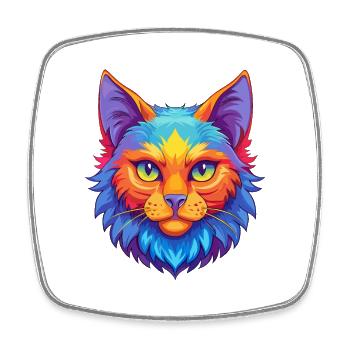 Laperm Chat Race Dessin Animé Kawaii Animal Pet - Magnet carré - blanc - Devant