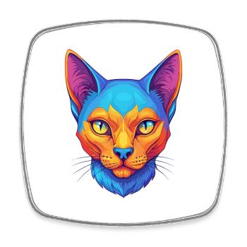 Korat Chat Race Dessin Animé Kawaii Animal Pet - Magnet carré - blanc - Devant