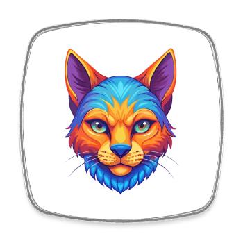 Chypre Chat Race Dessin Animé Kawaii Animal Pet - Magnet carré - blanc - Devant