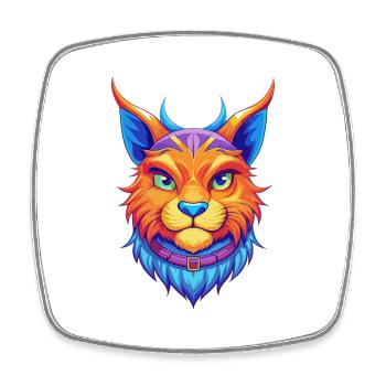 Highlander Chat Race Dessin animé Kawaii Animal Pet - Magnet carré - blanc - Devant