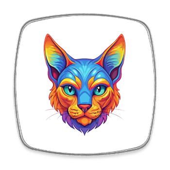 Chat Rex allemand, race de chat, dessin animé, animal de compagnie kawaii - Magnet carré - blanc - Devant