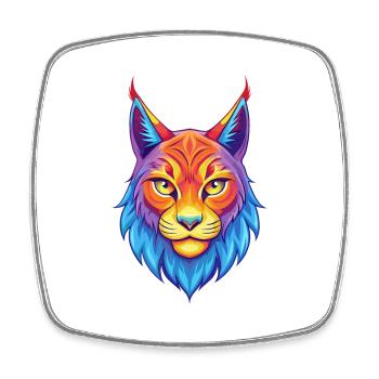 lynx eurasien chat race dessin animé Kawaii animal de compagnie - Magnet carré - blanc - Devant