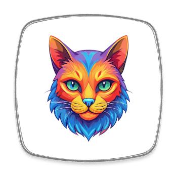 Chat domestique race dessin animé Kawaii Animal de compagnie - Magnet carré - blanc - Devant