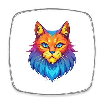 German Longhair Cat Breed Cartoon Kawaii Animal Pe - Square fridge magnet - white - Front