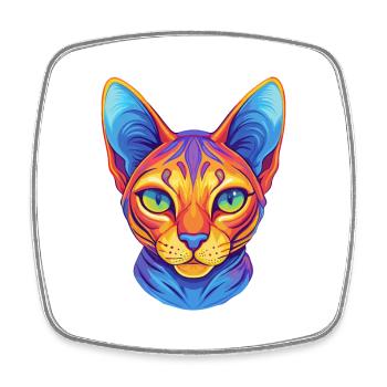 Egyptian Mau Cat Breed Cartoon Kawaii Animal Pet - Square fridge magnet - white - Front