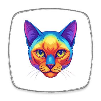 Burmesische Katze Rasse Karikatur Kawaii Tier Haustier - Viereckiger Kühlschrankmagnet - Weiß - Vorne