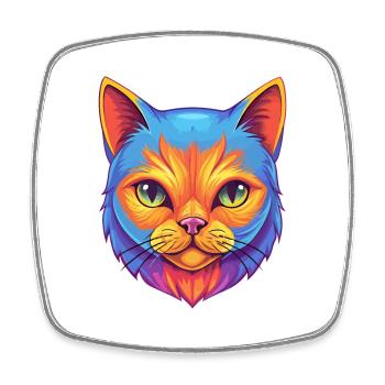 Anglais argent chat race dessin animé Kawaii animal de compagnie - Magnet carré - blanc - Devant