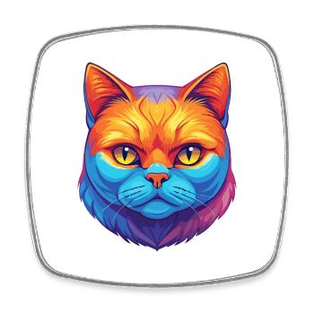 British Shorthair Chat Race Dessin animé Kawaii Animal - Magnet carré - blanc - Devant