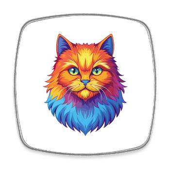 British Longhair Cat Breed Cartoon Kawaii Animal P - Square fridge magnet - white - Front
