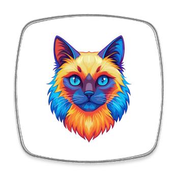 Birma Heilige Katze Rasse Karikatur Kawaii Tier Haustier - Viereckiger Kühlschrankmagnet - Weiß - Vorne