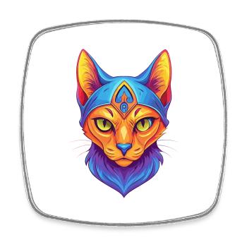 Arabian Mau Cat Breed Cartoon Kawaii Animal Pet - Square fridge magnet - white - Front