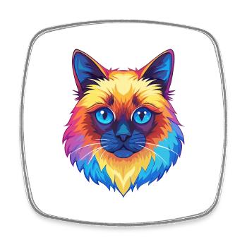 Birma Katze Rasse Karikatur Kawaii Tier Haustier - Viereckiger Kühlschrankmagnet - Weiß - Vorne
