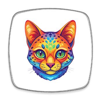 Australische Gefleckte Nebelkatze Rasse Karikatur Kawaii A - Viereckiger Kühlschrankmagnet - Weiß - Vorne