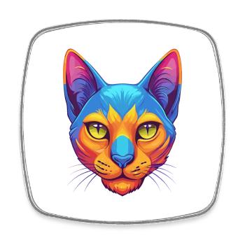 Bombay Chat Race Dessin animé Kawaii Animal Pet - Magnet carré - blanc - Devant