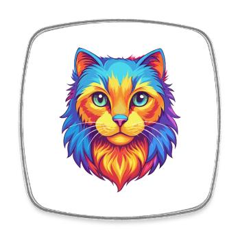 American Curl Chat Race Dessin Animé Kawaii Animal Pet - Magnet carré - blanc - Devant
