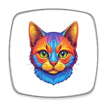 American Wirehair Cat Breed Cartoon Kawaii Animal - Square fridge magnet - white - Front