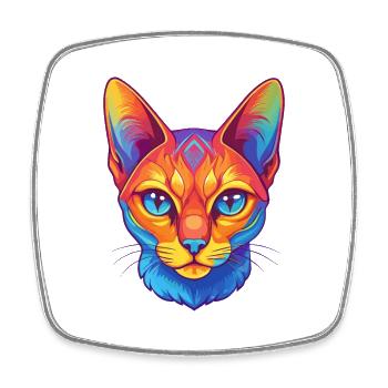 Abessinische Kurzhaarkatze Rasse Karikatur Kawaii Anim - Viereckiger Kühlschrankmagnet - Weiß - Vorne