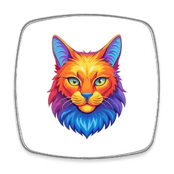 Bobtail américain chat race dessin animé Kawaii Animal P - Magnet carré - blanc - Devant