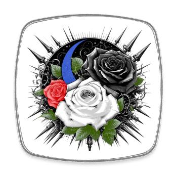 Düstere Rosen mit Mond und Dornen - Viereckiger Kühlschrankmagnet - Weiß - Vorne