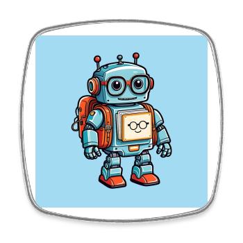 Petit robot mignon avec sac d’école inscription à l’école - Magnet carré - blanc - Devant