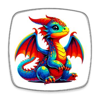 Dragon - Magnet carré - blanc - Devant