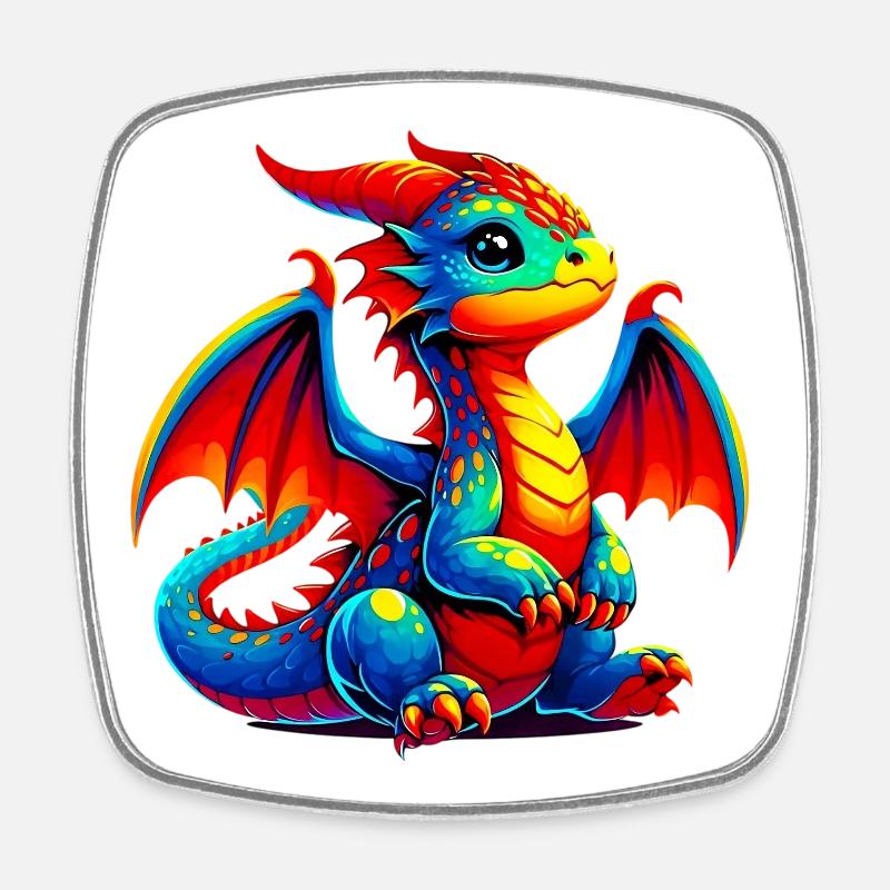 Dragon - Magnet carré - blanc