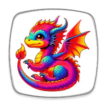 Drache - Viereckiger Kühlschrankmagnet - Weiß - Vorne