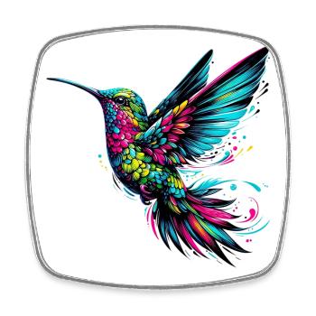 Kolibri - Viereckiger Kühlschrankmagnet - Weiß - Vorne