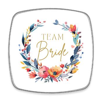 Team Braut, Blumen-Kreis, personalisierbar - Viereckiger Kühlschrankmagnet - Weiß - Vorne