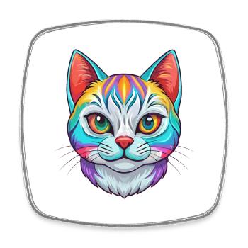 American Shorthair Cat Breed Cartoon Kawaii Animal - Square fridge magnet - white - Front