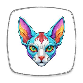 Cornish Rex Katzenrasse Cartoon Kawaii Tier Haustier - Viereckiger Kühlschrankmagnet - Weiß - Vorne