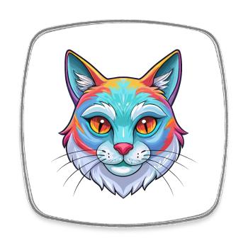 Aegean Cat Breed Cartoon Kawaii Animal Pet - Square fridge magnet - white - Front