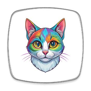 Brasilianisch Kurzhaar Katzenrasse Karikatur Kawaii Anima - Viereckiger Kühlschrankmagnet - Weiß - Vorne