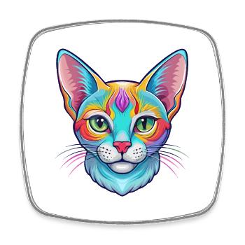 Abessinische Kurzhaarkatze Rasse Karikatur Kawaii Anim - Viereckiger Kühlschrankmagnet - Weiß - Vorne