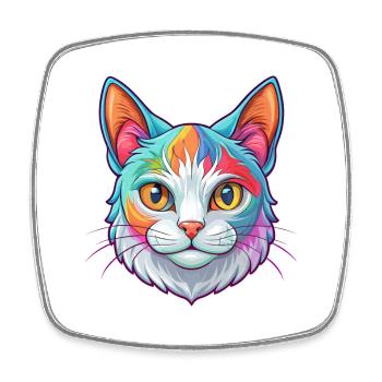 American Wirehair Cat Breed Cartoon Kawaii Animal - Square fridge magnet - white - Front