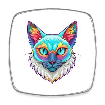 Chat Balinais Race Dessin animé Kawaii Animal Pet - Magnet carré - blanc - Devant