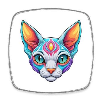 Devon Rex Cat Breed Cartoon Kawaii Animal Pet - Square fridge magnet - white - Front