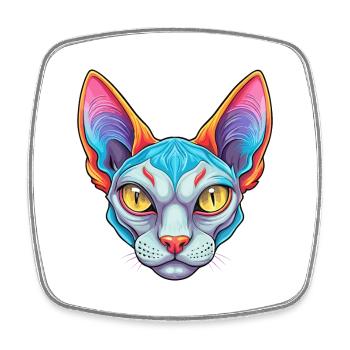 German Rex Cat Breed Cartoon Kawaii Animal Pet - Square fridge magnet - white - Front